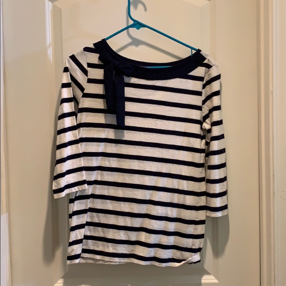 3/4 length navy and white stripes